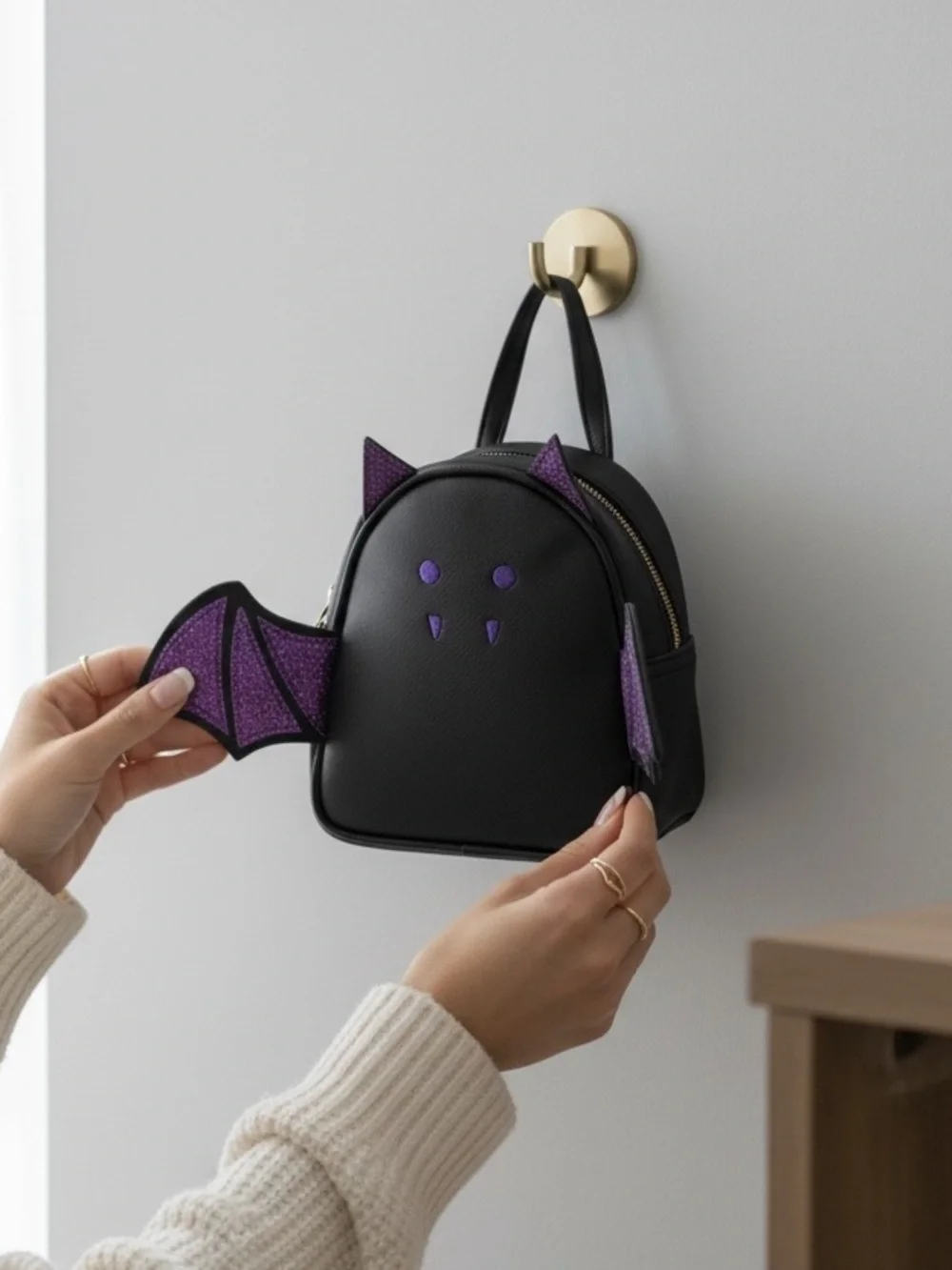 Bath & Bodyworks Bat Cosmetics bag featuring snap open close wings